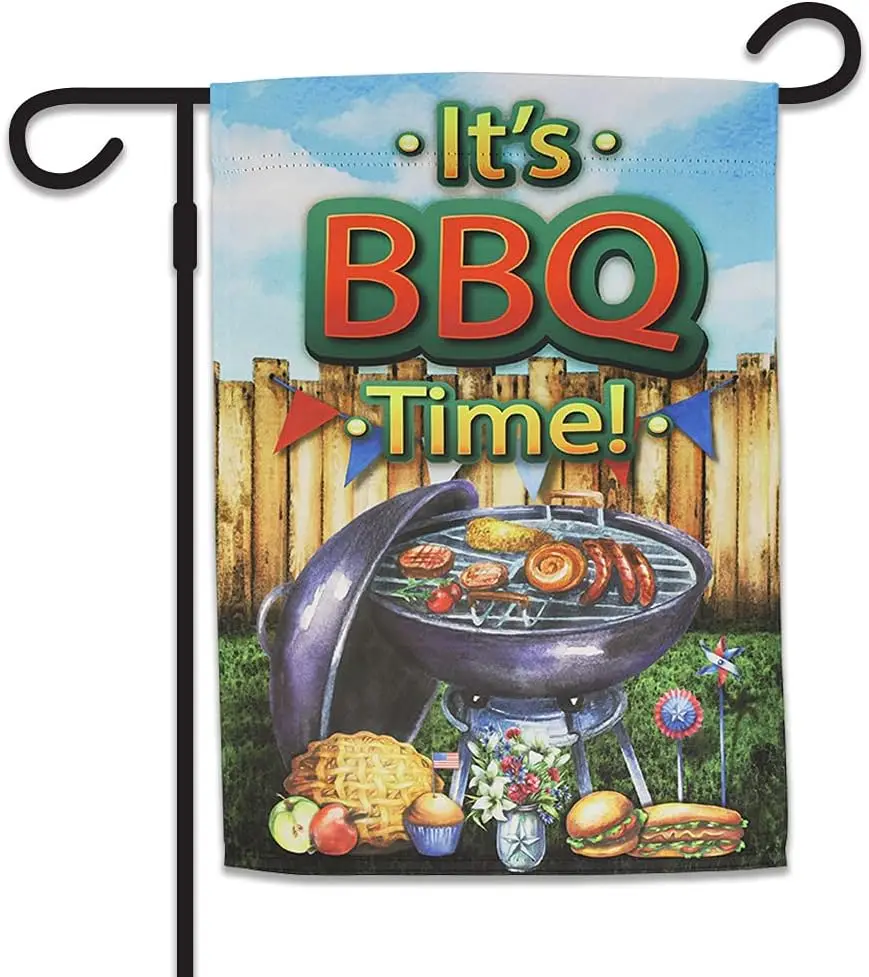 It's BBQ Time Summer Garden Flag - 12x18 Double Sided Garden Flag for Porch, Yard, Garden, Home, Holiday Decor