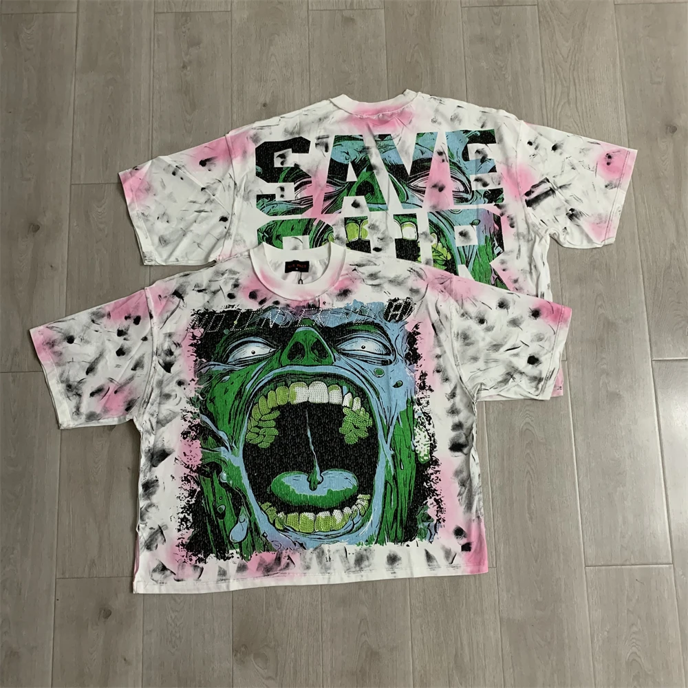Tie-dye RARE PEACE Enraged Graphic Crop T Shirt Men Women Tee Tops T-Shirt