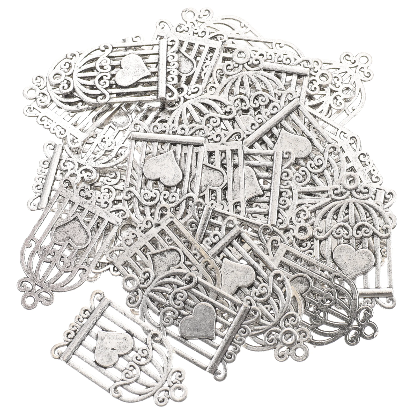

40 Pcs Love Pendant Ornaments DIY Jewelry Alloy Charms Necklace for Making Vintage Necklaces Bird Cage Unique