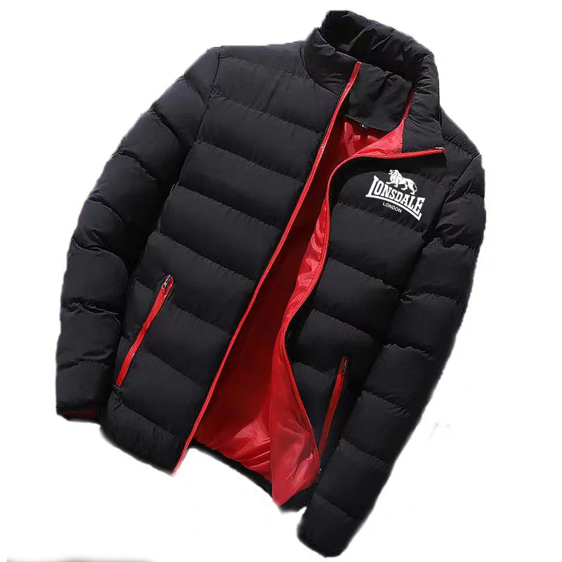 

2024 men's winter new warm fashion stand-up collar down cotton padded jacket thickened comfortable business casual simple coat.