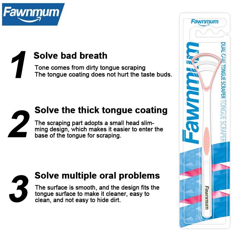 Fawnmum 1PCS ซิลิโคนเครื่องขูดลิ้นพร้อม Ergonomic Handle Double-Sided Fresher Breath แปรงทําความสะอาดลิ้น Oral สุขอนามัยเครื่องมือ