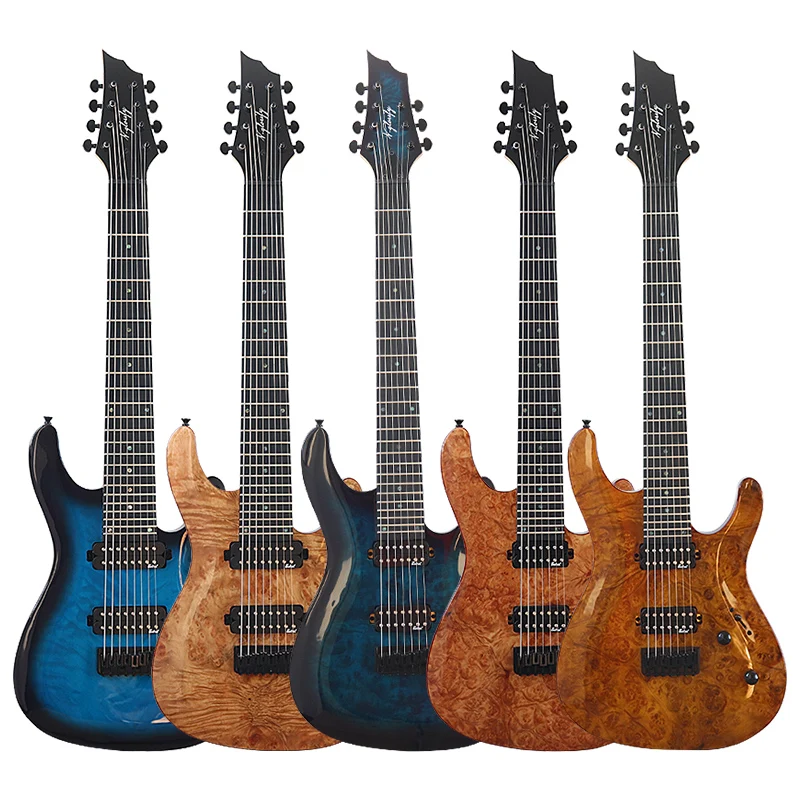39 Inch 24 Frets High Gloss 7 String 8 String Tree Burl Top Electric Guitar  Canada Maple Neck With Korea-made Pickup
