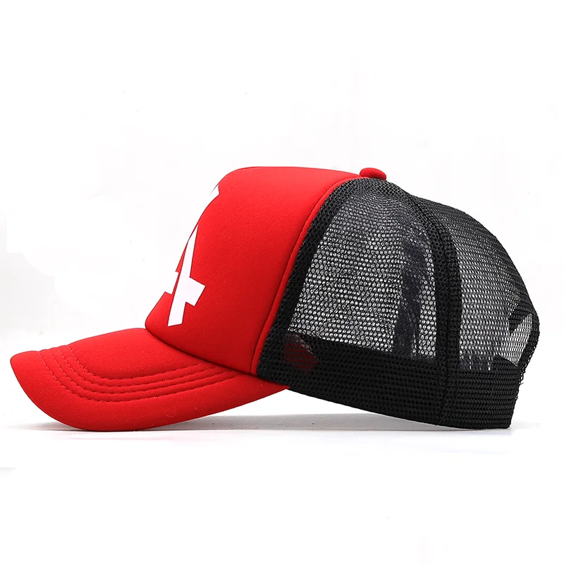 Gorras de béisbol de pesca Unisex para hombre y mujer, gorros Snapback de malla transpirable, gorros deportivos informales rojos y negros, gorra con