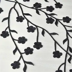 1 Pc Black& Silver Color Flower Embroidery Leaf Polyester Patches Sticker for Clothes Patches Applique Embroidery Flower Patches