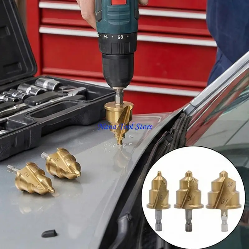 

31GJ Multi Size Helical Drill Bits for Plumbing 15~31mm Pack of 3 HSS Shank Drills Suitable Punching Bit