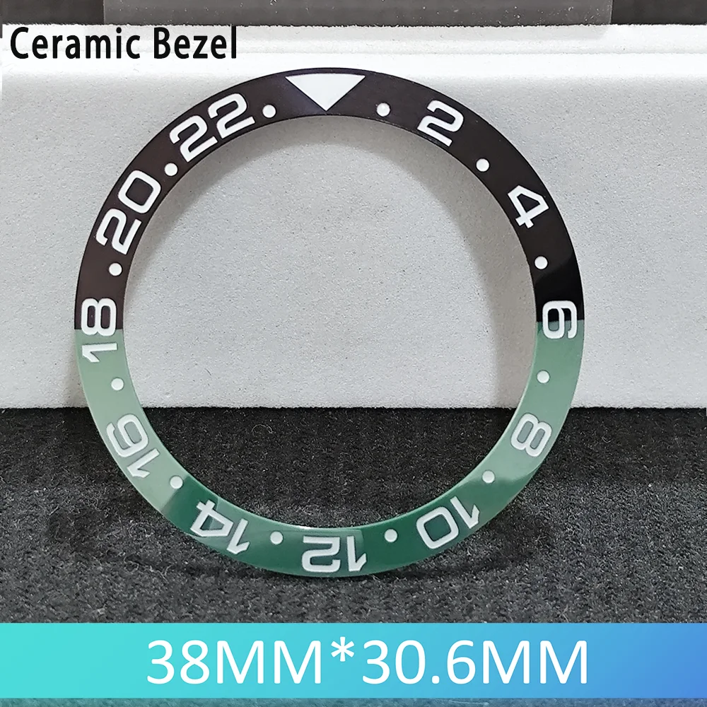 Inclinación de 38mm x 30,6mm, cerámica/aluminio de buceo de alta calidad, 1 Uds., inserto de bisel para NH35 NH34 NH36, bisel de reloj GMT de movimiento automático