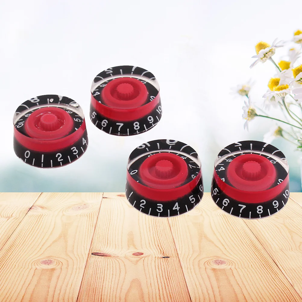4 قطعة مقابض مستديرة كبيرة تأثير البلاستيك دواسة التحكم مكبر للصوت المقابض ل الغيتار الكهربائي باس أمبير استبدال أسود أبيض