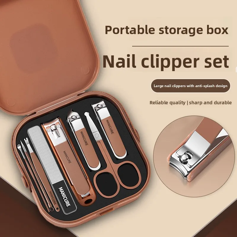 Household Beauty Tools Portable Anti-Splash Nail Clipper Set, Complete Full Nail Art Manicure Tool Kit For Holiday Gifts