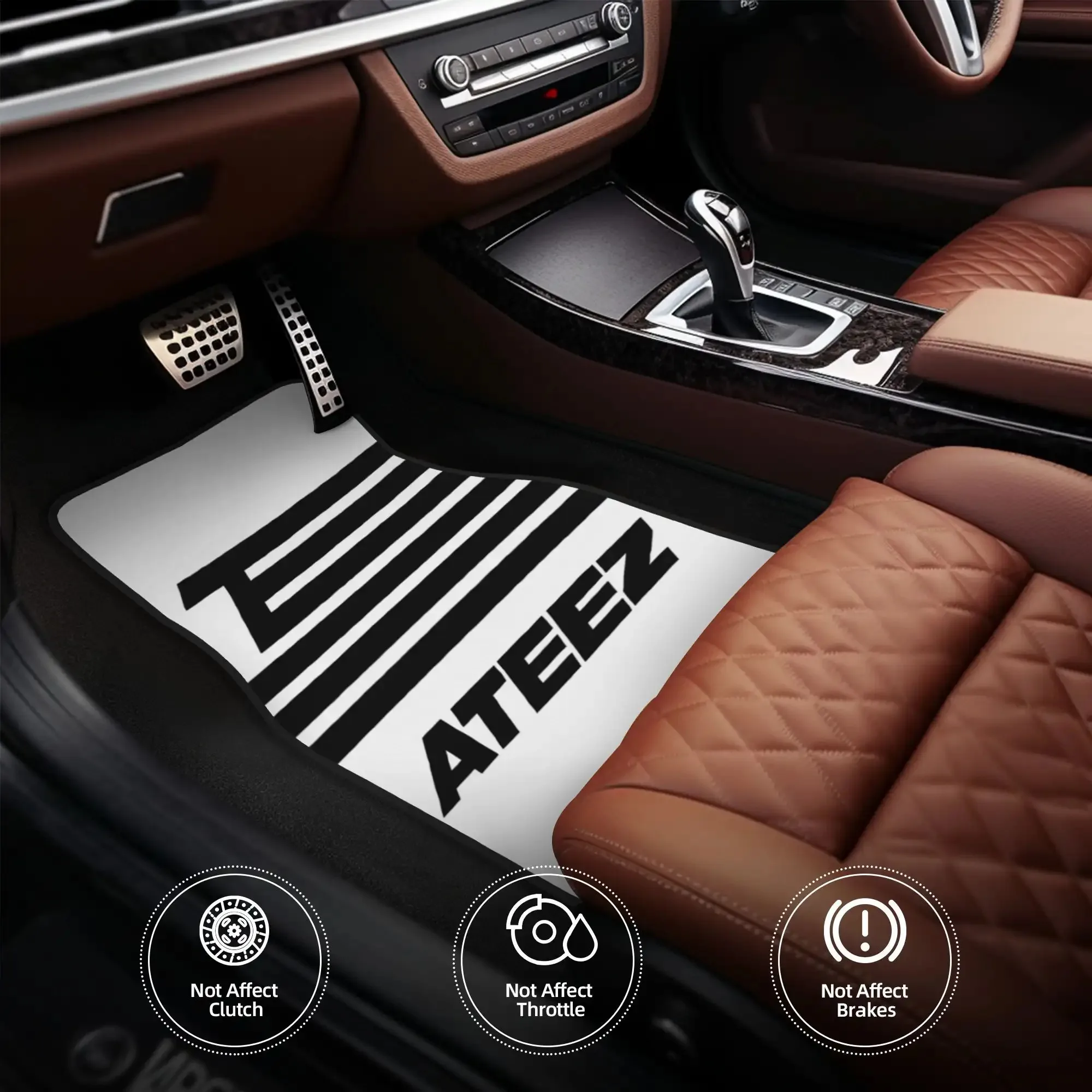 Complete Four-Piece Car Mat Set - Durable Polyester, Fits All Vehicles, Ideal For Daily Commute & Weekend Rides, With Stripes, E