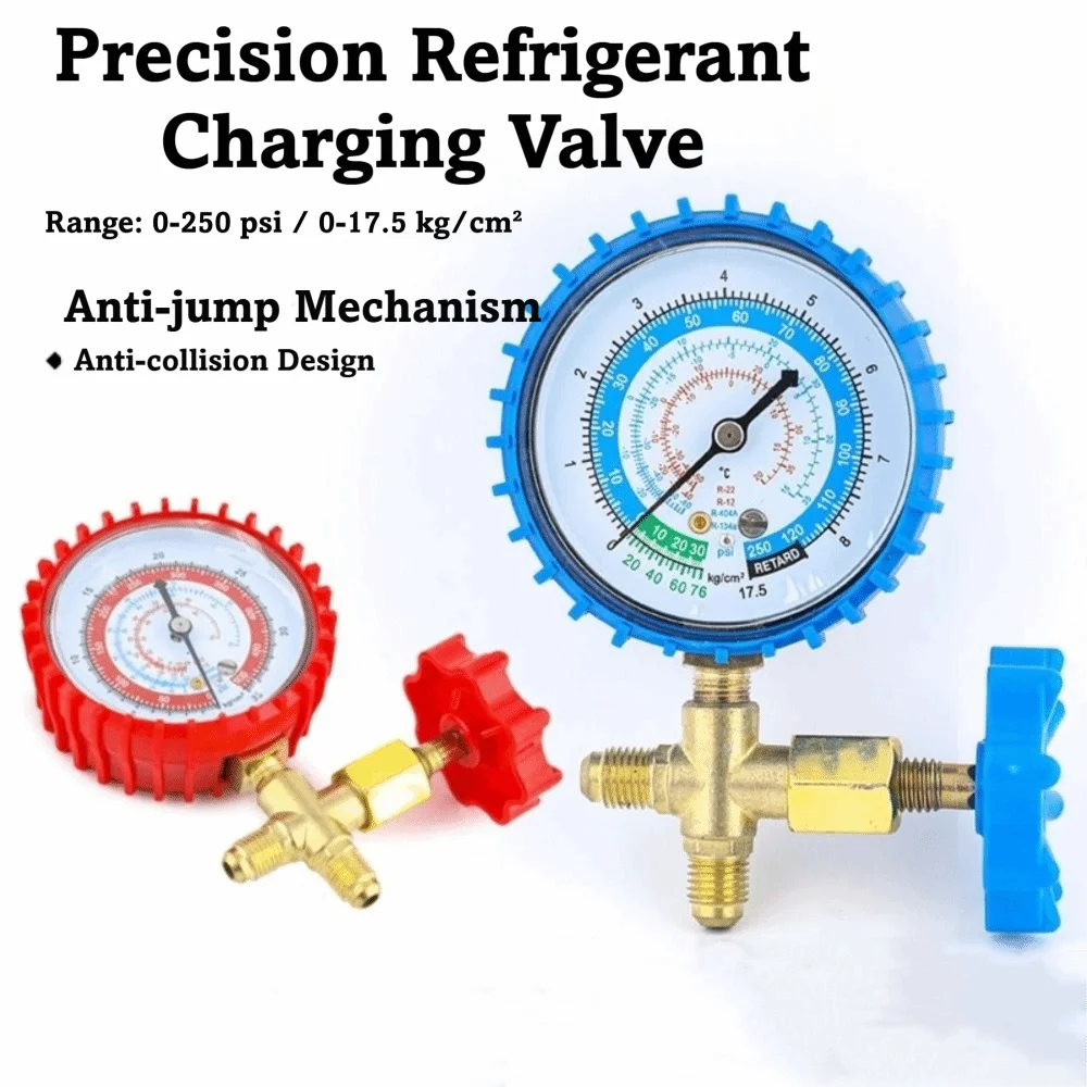 Low Side Single Manifold Air Conditioning Pressure Gauge Control Valve Refrigeration System Refrigerant Pressure Gauge