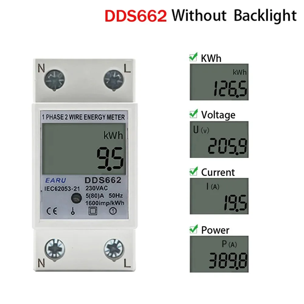 1000imp/kwh for pulse Frequency Energy Meter Current Counter 35mm DIN for rail Mounting DDS662 Power Consumption Counter