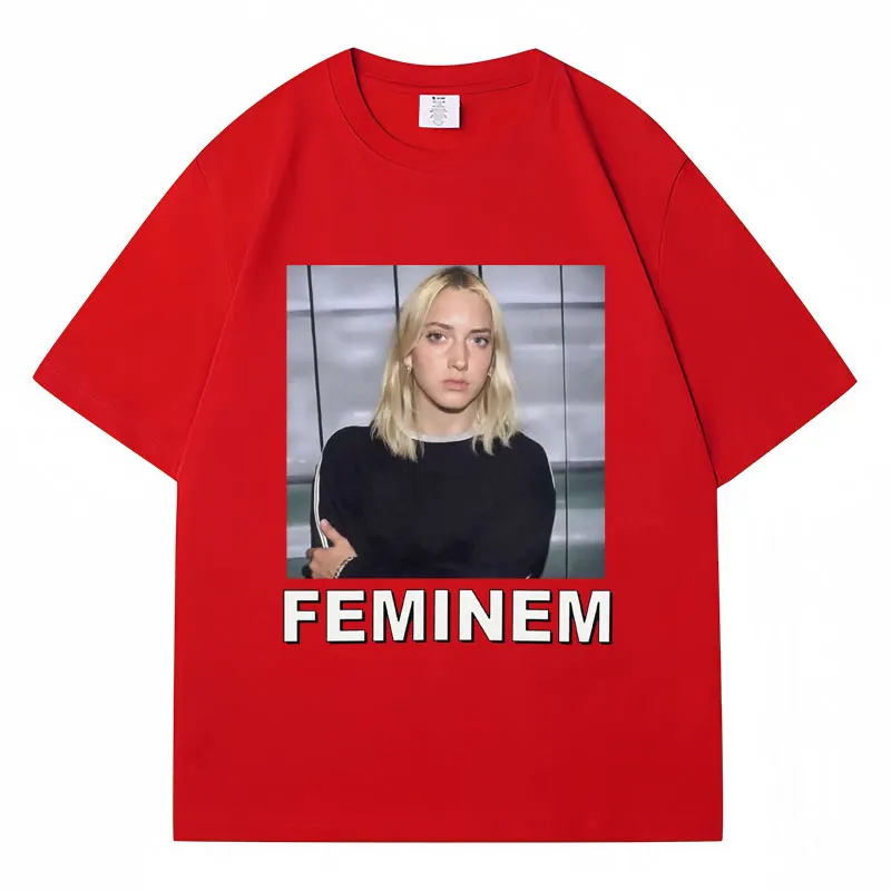 Eminem Feminem Print Funny T-Shirt Men Women Hip Hop Oversized Fashion Hip Hop T-shirts Cotton Casual Novelty T Shirt Streetwear