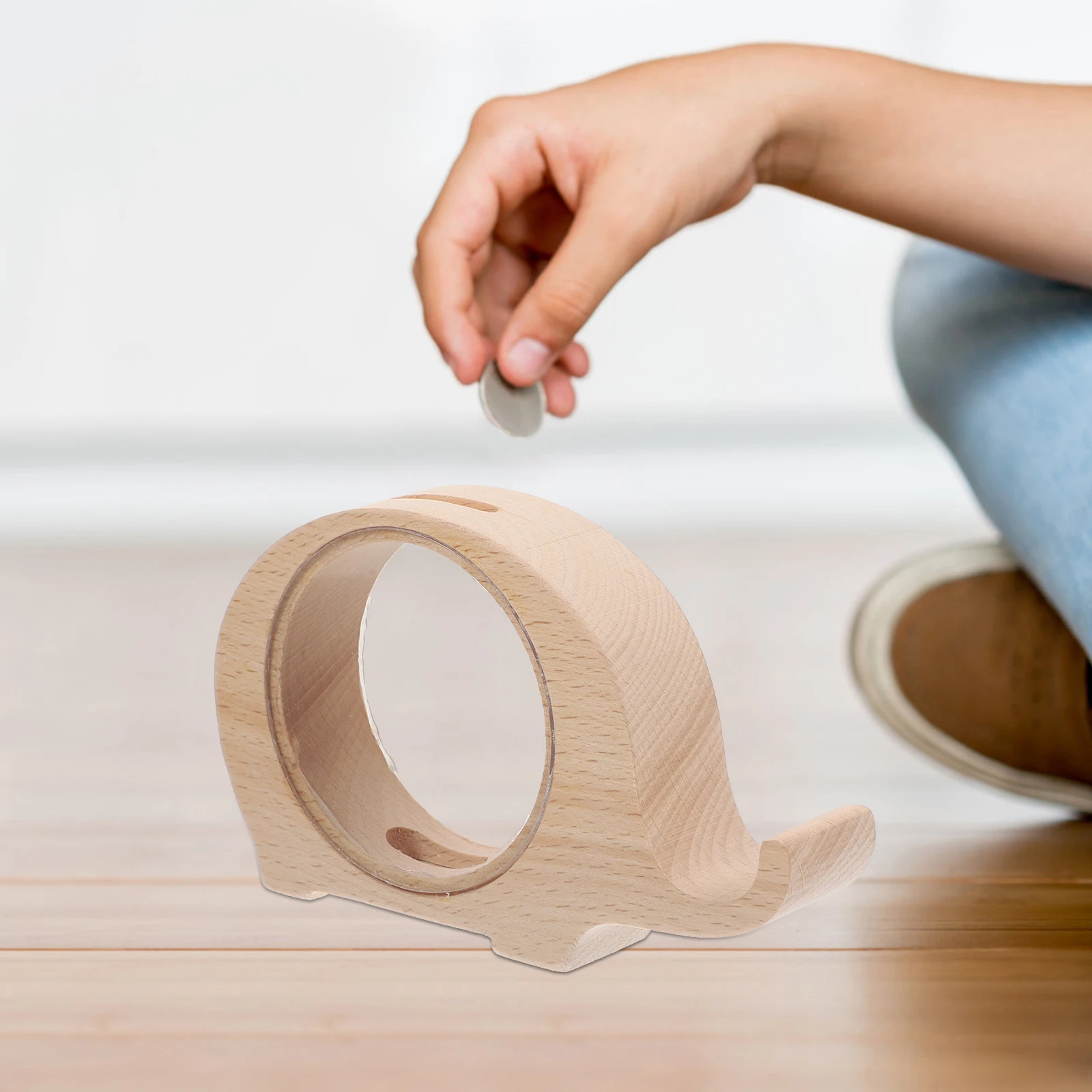 

Wooden Piggy Elephant Shape Money Gift Piggy Bank Gift Coin Container Decor Savings Jar Toy Animal Design