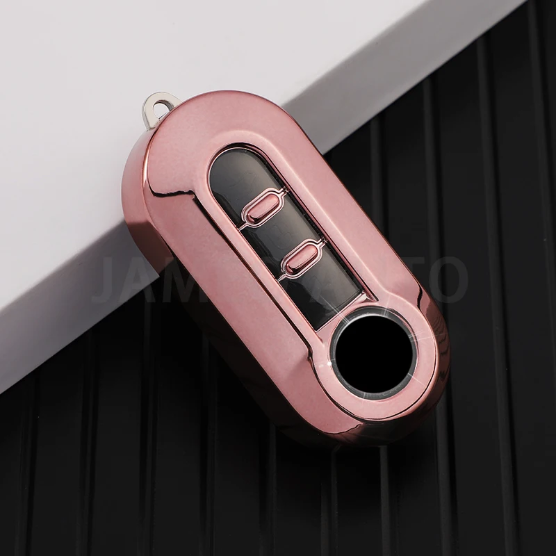3 Buttons TPU Folding Car Key Case For Fiat 500 Panda Punto Bravo Remote Control Anti-Scratch Key Cover Chain Rings  Accessory
