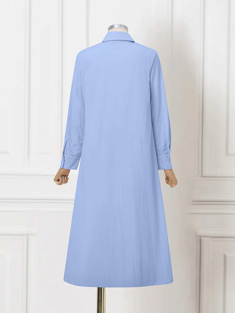 Plus Size 5XL VONDA Women Long Sleeve Shirt Dresses Fashion Lapel Buttons Casual Maxi Vestidos Solid Color Loose Party Sundress