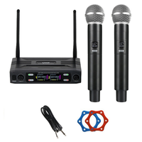 B34B-Cordless Dynamic Mic Dual Channel UHF Frequency Wireless Microphone System Professional For Karaoke Party With EU-Plug Meet