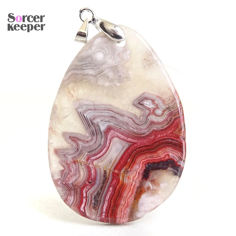 Fashion Women Man Necklaces Pendants Natural Mexico Crazy Lace Agate Gemstone Triangle Healing Crystals for Jewelry Making BQ232