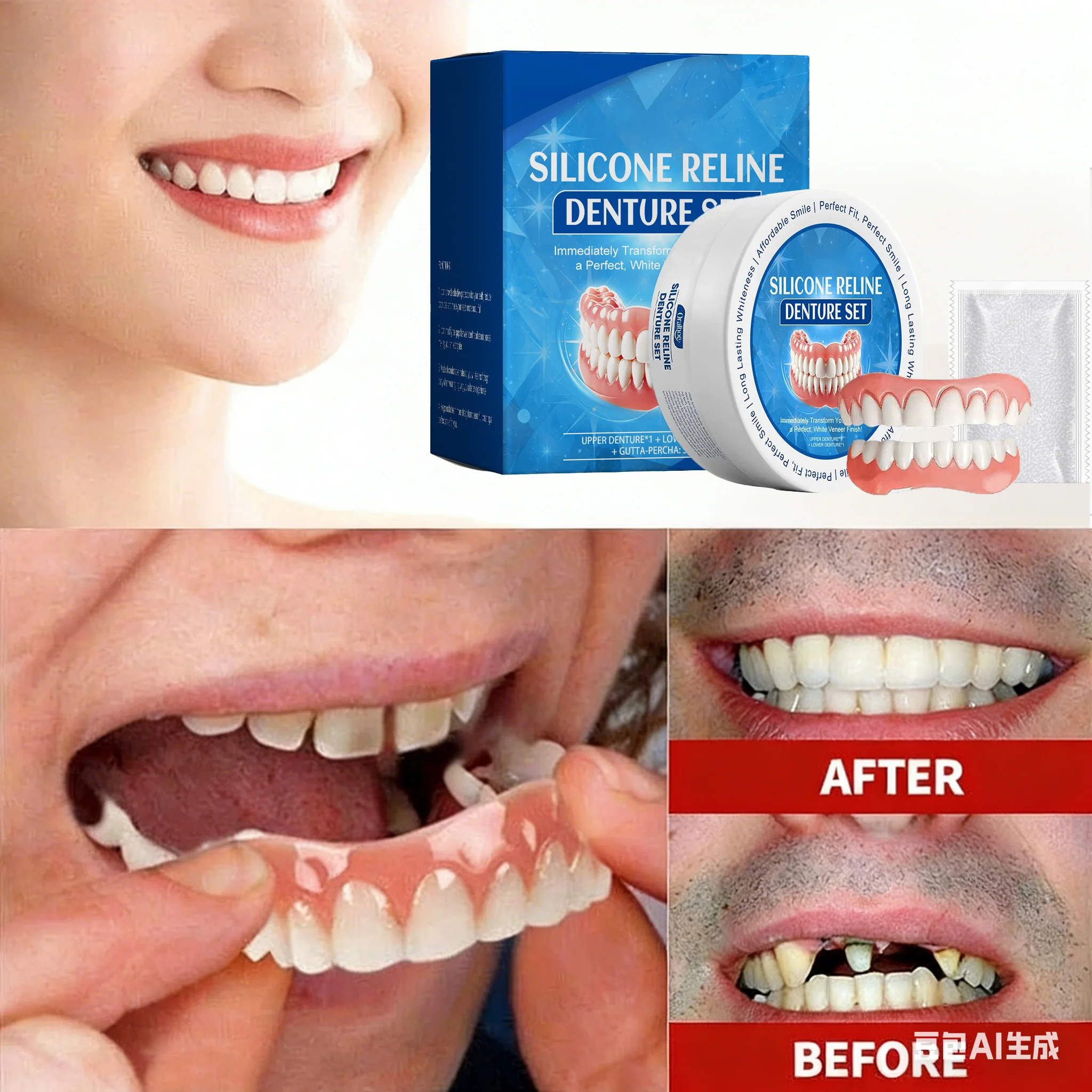 Dentaduras de Silicone para Qu - Teeth Whitening Veneers avaliação e preço