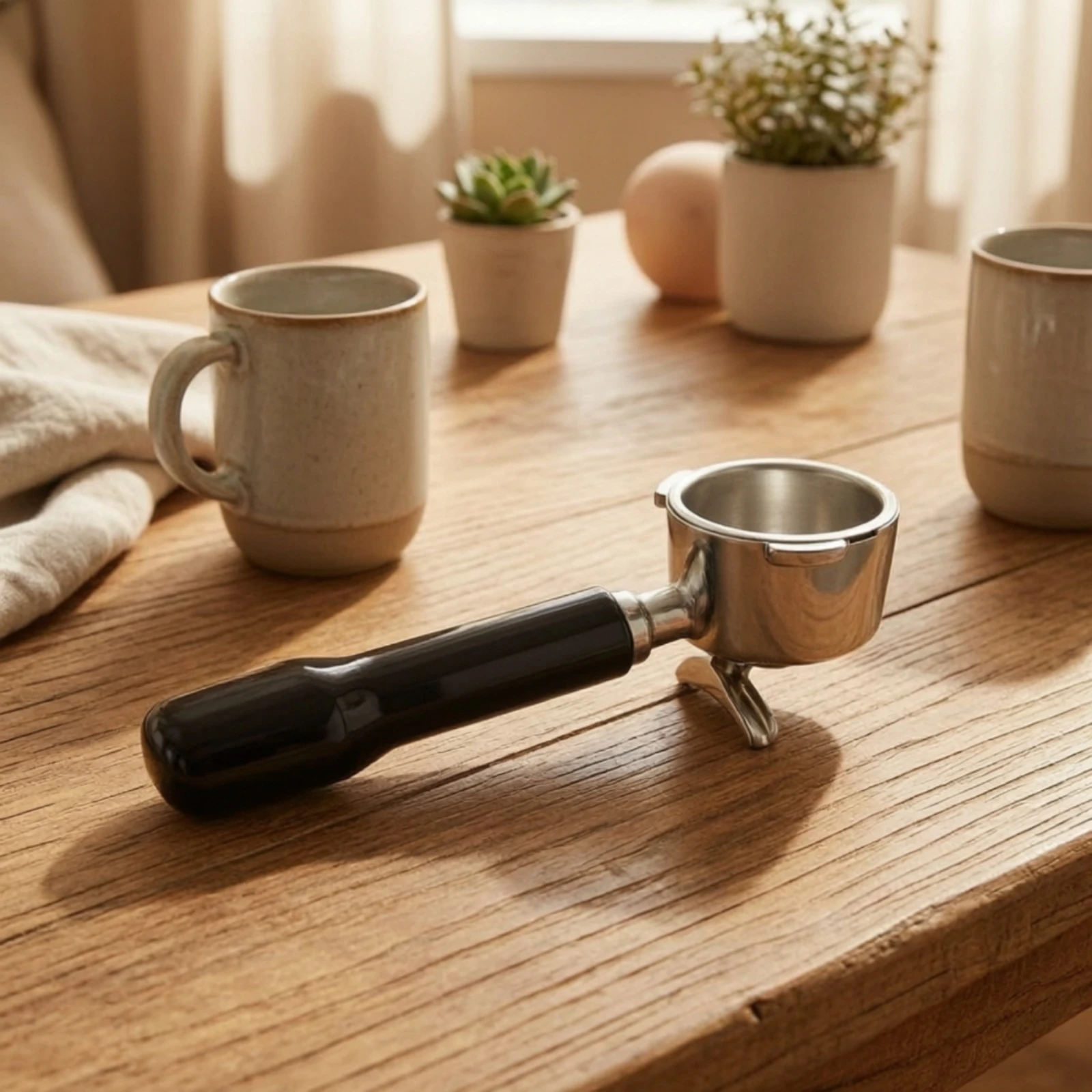 51mm Portafilter Stainless Steel Double Spout Portafilter Espresso Strainer Holder Coffee Professional Tool for Home Kitchen