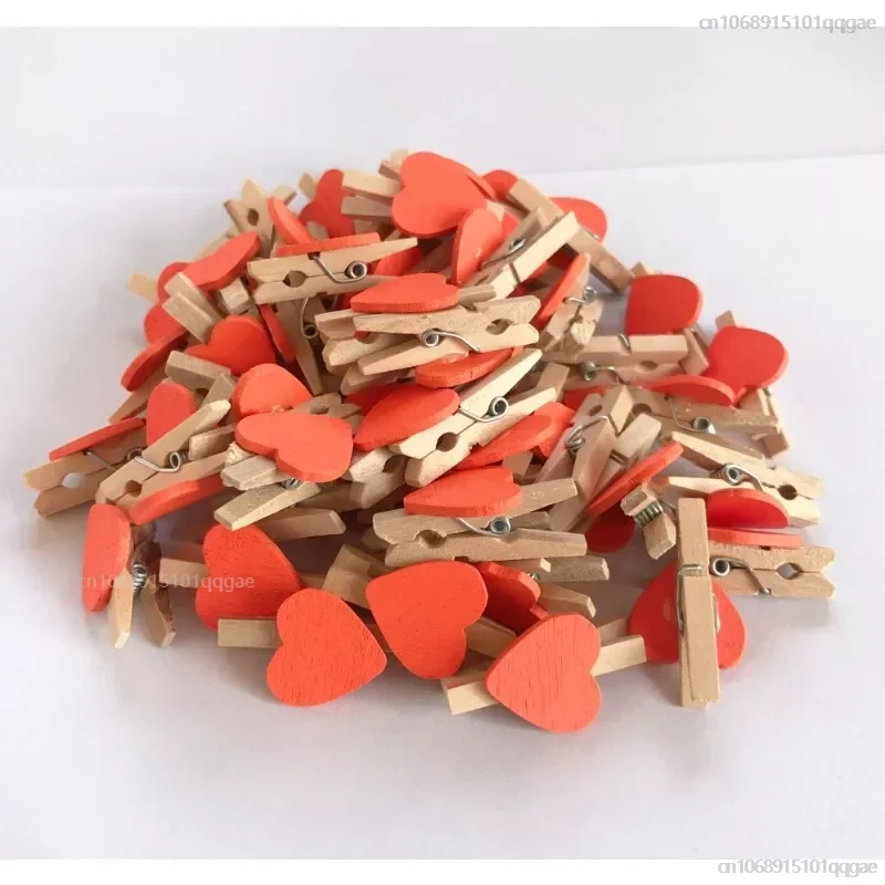 Wooden Cartoon Love Photo Clip 3cm Mini Color Snack Clip Decoration Message Photo Clip Decoration home accessories