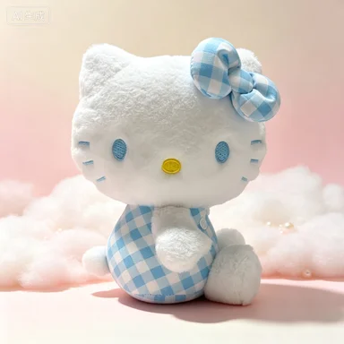 Originele gelicenseerde Sanrio Hello Kitty pluche hanger, schattige knuffelpop sleutelhanger in zijwaartse houding, delicaat tasbedeltje, verzamelobject.