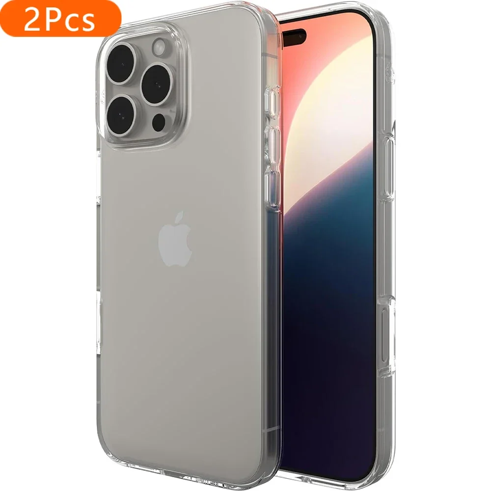 

2Pcs Shockproof High Clear Silicone Soft Case For iPhone 16 15 14 13 12 11 Pro Max Mini Plus Ultra Thin Transparent Back Cover S