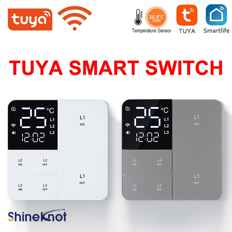 Shineknot Doodle Wifi Smart Switch With Temperature & Humidity Display Screen Remote App Voice Control Wall Switch