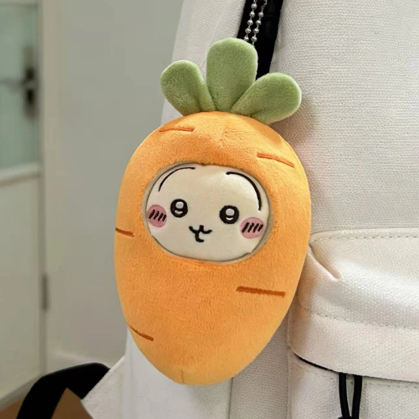 Cute Carrot Shape Plush Zipper Pouch Bag Pendant Coin Key Earphone Storage Purse Girls Backpack Hanging Decor Gift