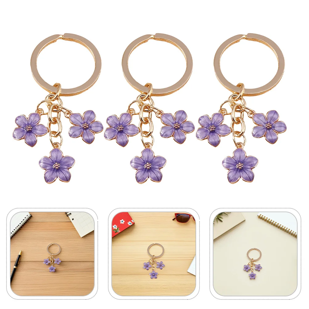 

3Pcs Bag Charms Pendant Cherry Blossom Theme Minimalist Keychain for Handbag Backpack Purse Decoration Cute Key Holder Spring