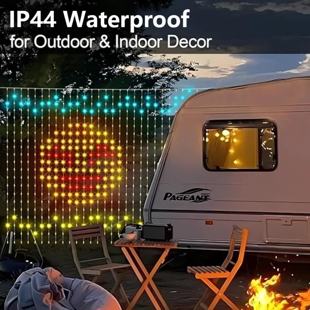 Smart LED Curtain Lights Fairy Curtain String Lights with APP & Remote Dynamic DIY Color Changing for Home Party Christmas Decor