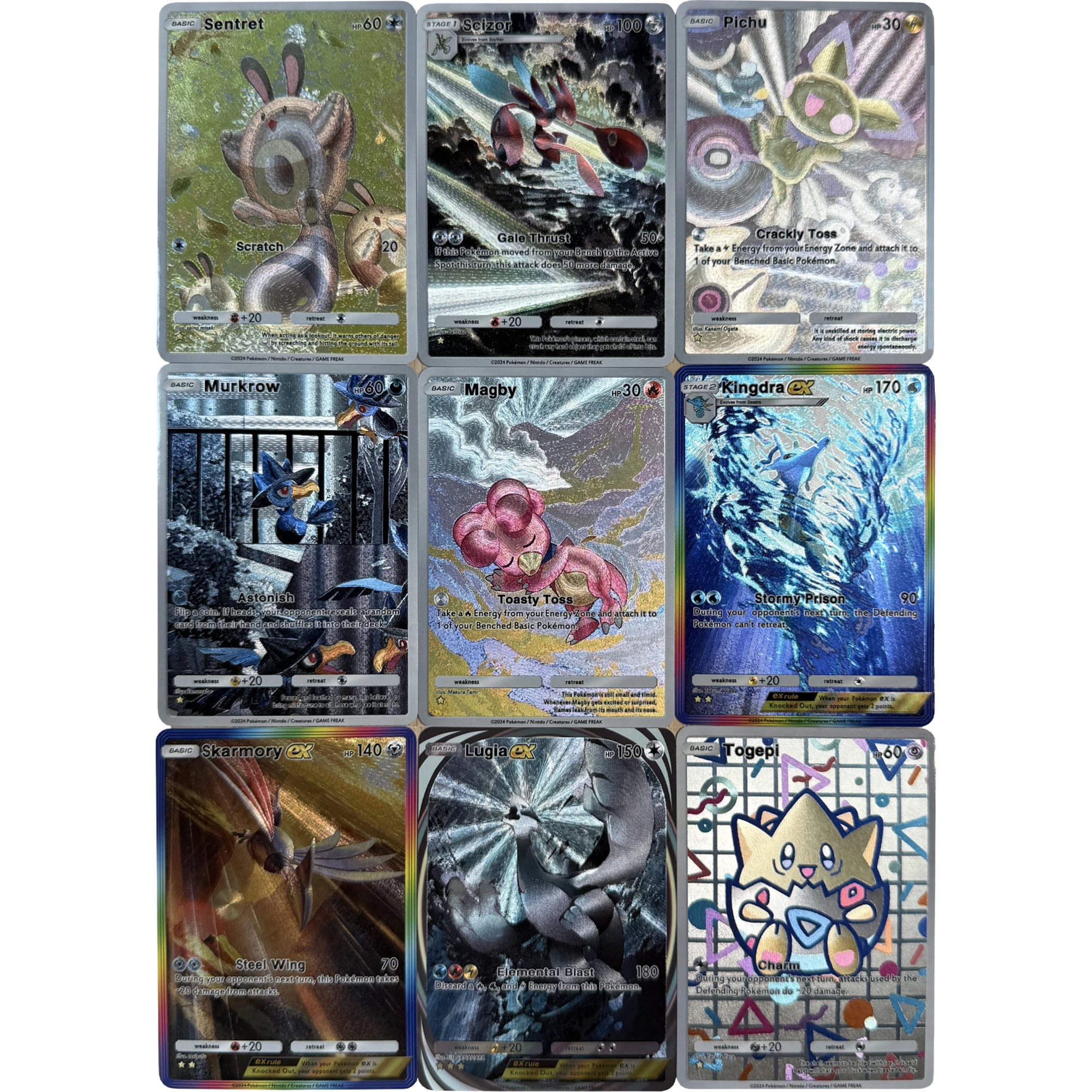 9 قطعة/المجموعة PTCG Lugia Umbreon Mewtwo Ho-Oh Pichu POCKET سلسلة الإنجليزية الملمس بطاقة فلاش لعبة كلاسيكية أنيمي جمع بطاقات لعبة