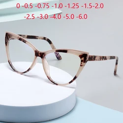 Spring Hinge Women Cat Eye Prescription Glasses For The Nearsighted Anti Blue Rays Myopia Spectacles Power 0 -0.5 -0.75 To -6.0
