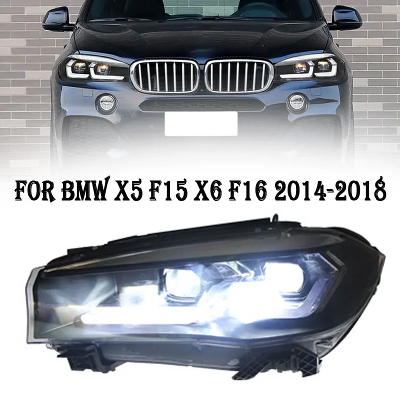 Car led  Headlights For BMW X5 F15 X6 F16 LED Headlight 2013-2019 Headlights F15 F85 DRL Turn Signal High Beam Angel Eye Project