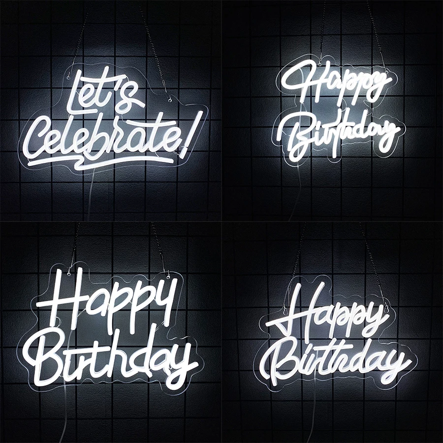 

Birthday Neon Lights, White Letter Icons, Usb Powered, Used For Birthday Party Decor, Suitable For Birthday Parties Of Any Age.