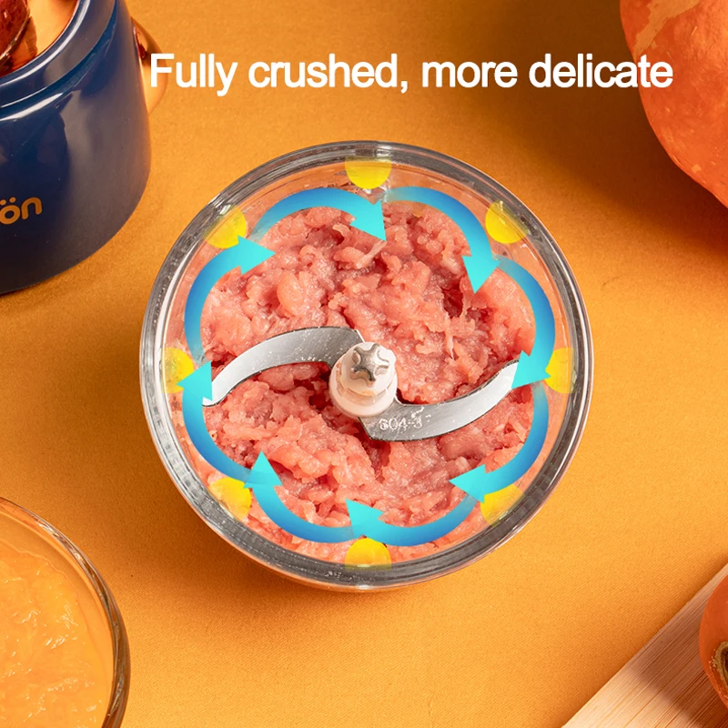 Licuadora portátil de 300ml, Mezclador de alimentos, procesador de alimentos multifuncional, picadora de carne eléctrica, Mini mezcladores, taza, máquina de alimentos sólidos para bebés