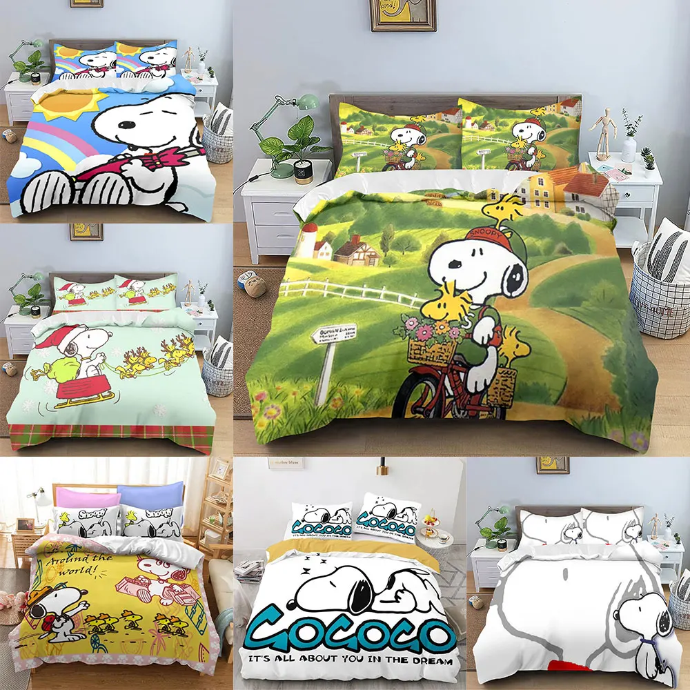 

Snoopy Breathable Bedding Sets Bed Cover Soft Comforter Cover Duvet Cover Pillow Case 2-3 Pieces Sets Kids Adult Size