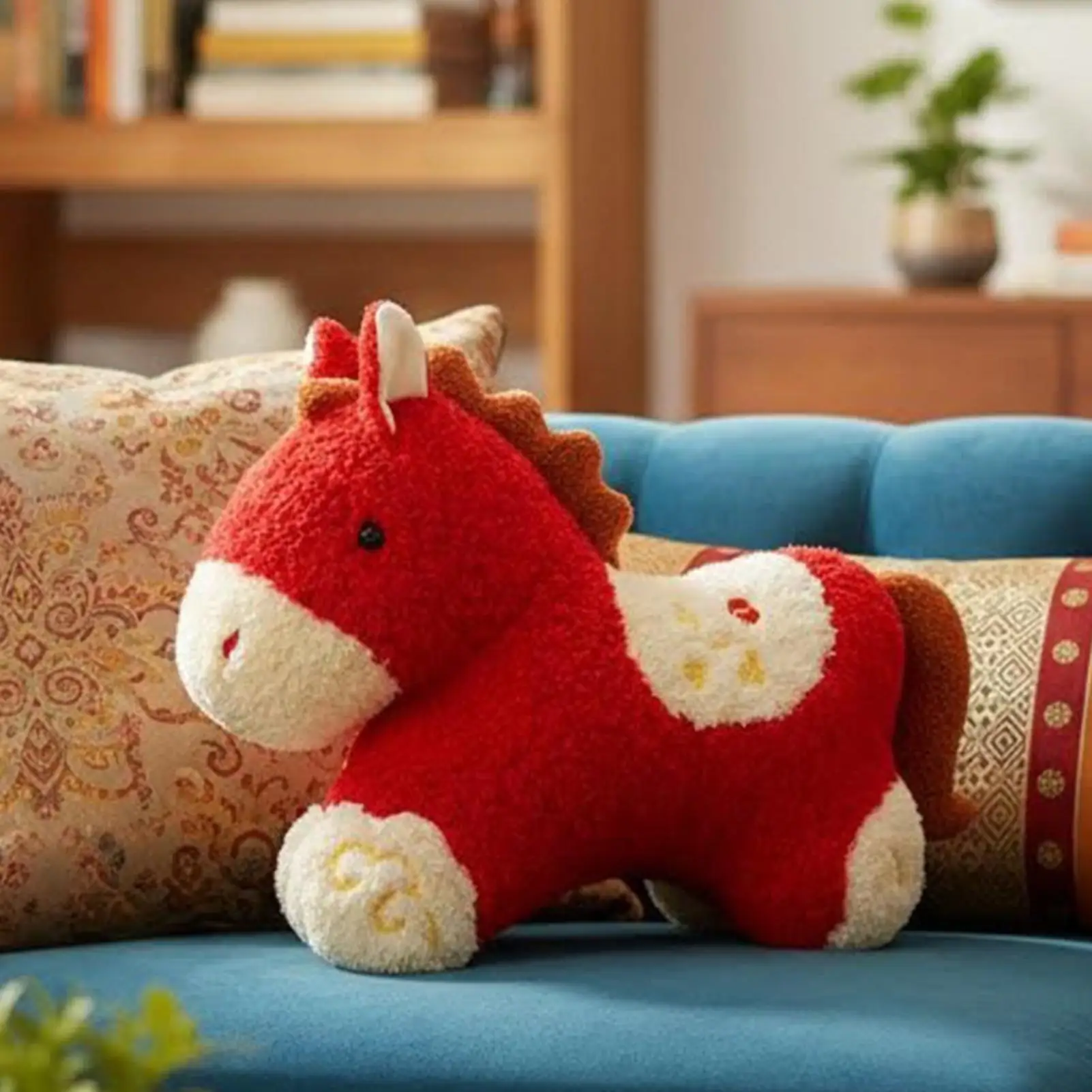 

Плюшевая игрушка-лошадка 50 см, Год Лошади 2026, Зодиакальный талисман, милая кукла-лошадка, мультяшная, с хлопковым наполнителем