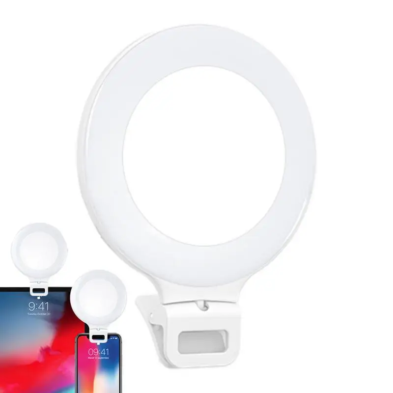 Selfie Light, 60 LED 800mAh Rechargeable Cell Phone Fill Light 3 Level Brightness, Portable Clip on Light