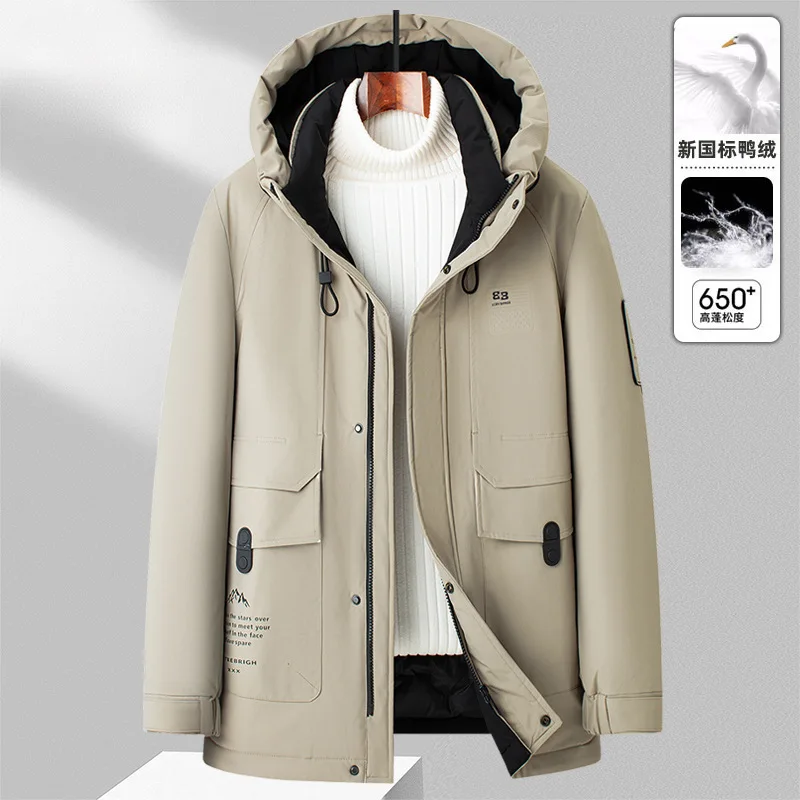 

Men's down jacket winter new windproof warm white duck down fashion casual hooded tooling down jacket