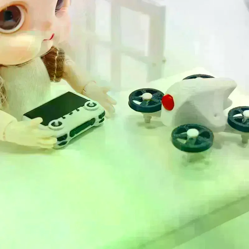 Miniature Simulation Drone Model With Remote Controller 1:12 Scale Dollhouse Scene Decoration Miniature Photography Props