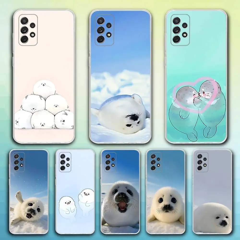

Cute S-SealS Phone Case For Samsung S30,23,21,22,20, FE lite,S10,9,8,7 PIus Note20ultra Soft Transparent