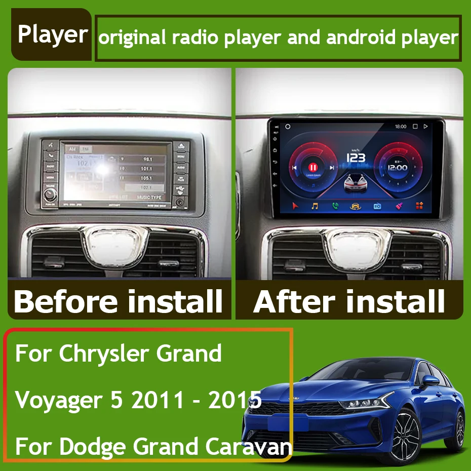 Car Radio Carplay For Chrysler Grand Voyager 5 2011 - 2015 For Dodge Grand Caravan Navigation GPS Android Auto Stereo No 2din 4G