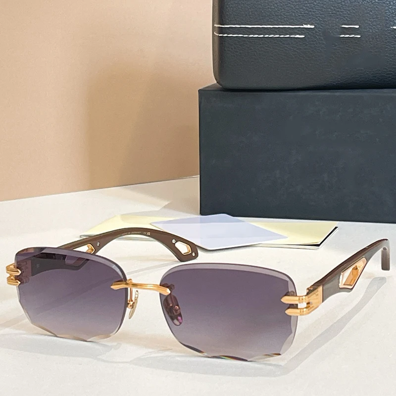 

Z153 Rimless Diamond Cut Acetate and Alloy Sunglasses Luxury Handmade in Germany Brand Designer UV400 Luxury Eyeglasses for Gift