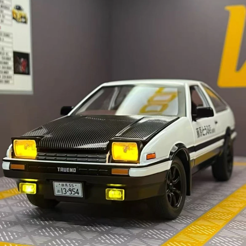 1:24 Initial D Toyota Trueno AE86 Alloy Diecast Car Model Sports Car Toys For Kids Adults Pull Back Vehicles Toy Cars Black Hood