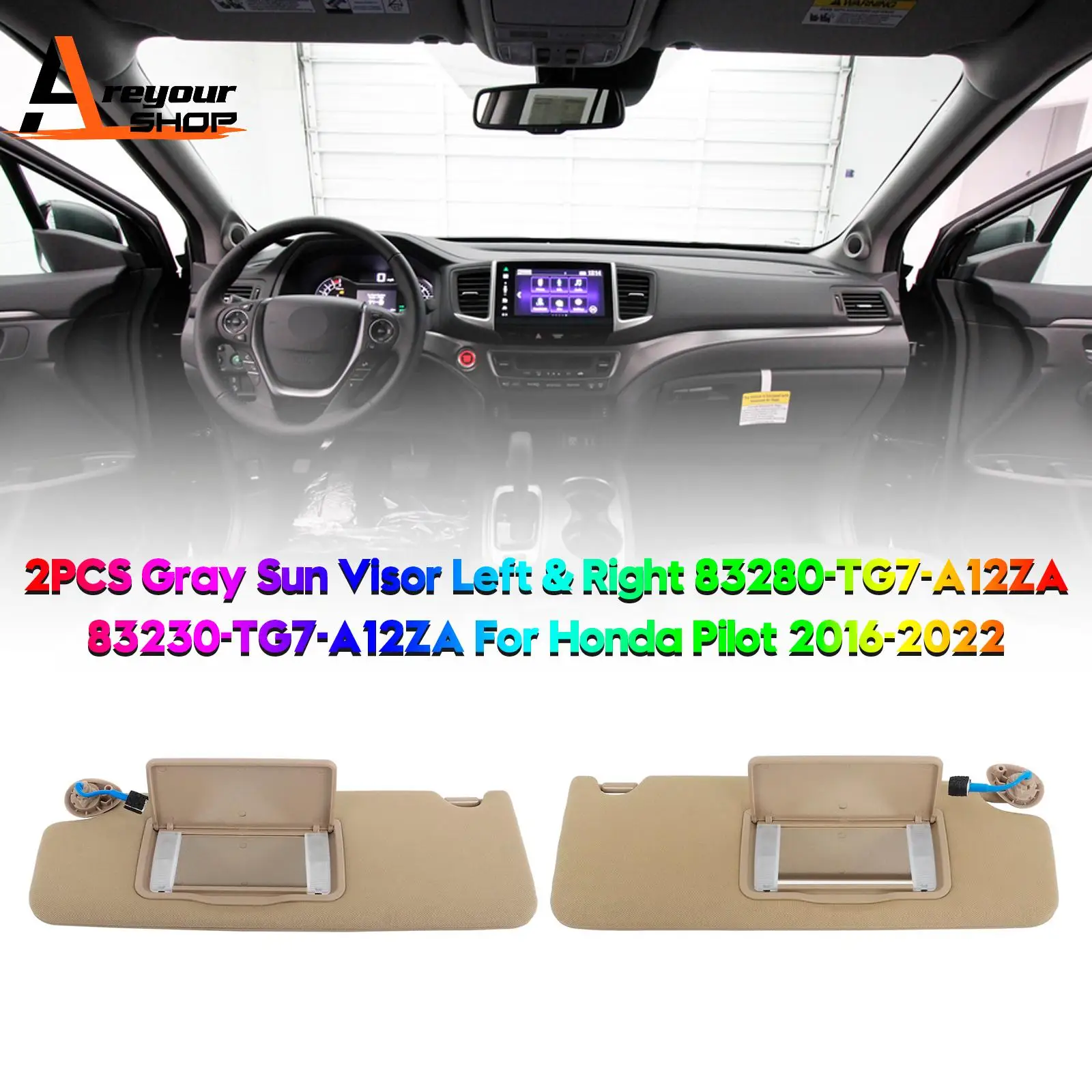 

2 шт. серый солнцезащитный козырек слева и справа 83280-TG7-A12ZA 83230-TG7-A12ZA для Honda Pilot 2016 2017 2018 2019 2020 2021 2022