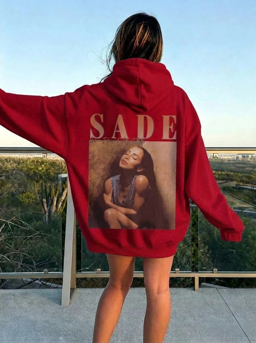 Women Music Icon Portrait Print Hoodie Unisex Autumn Winter Fleece Oversized Hooded Everyday Outdoors Hoodie for Any Occasion