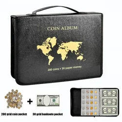 Portable Coin Collection Set 200/300 Panels Pvc Transparent Loose-leaf Philatelic Book Album with Zipper Protection