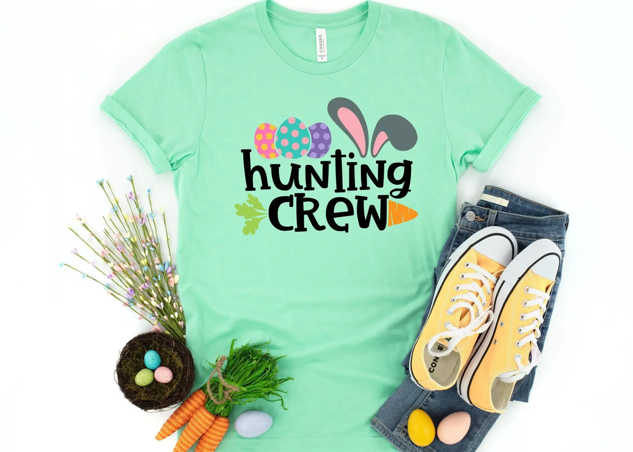 

Hunting Crew T Shirt Easter Egg Cute Family Party Day s Happy