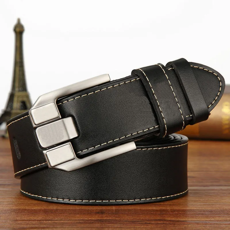 

New Men's Needle Buckle Wide Leather Belt 120cm Leisure Travel Middle Youth Outdoor Versatile Brand Soft Jeans Black Coffee Belt