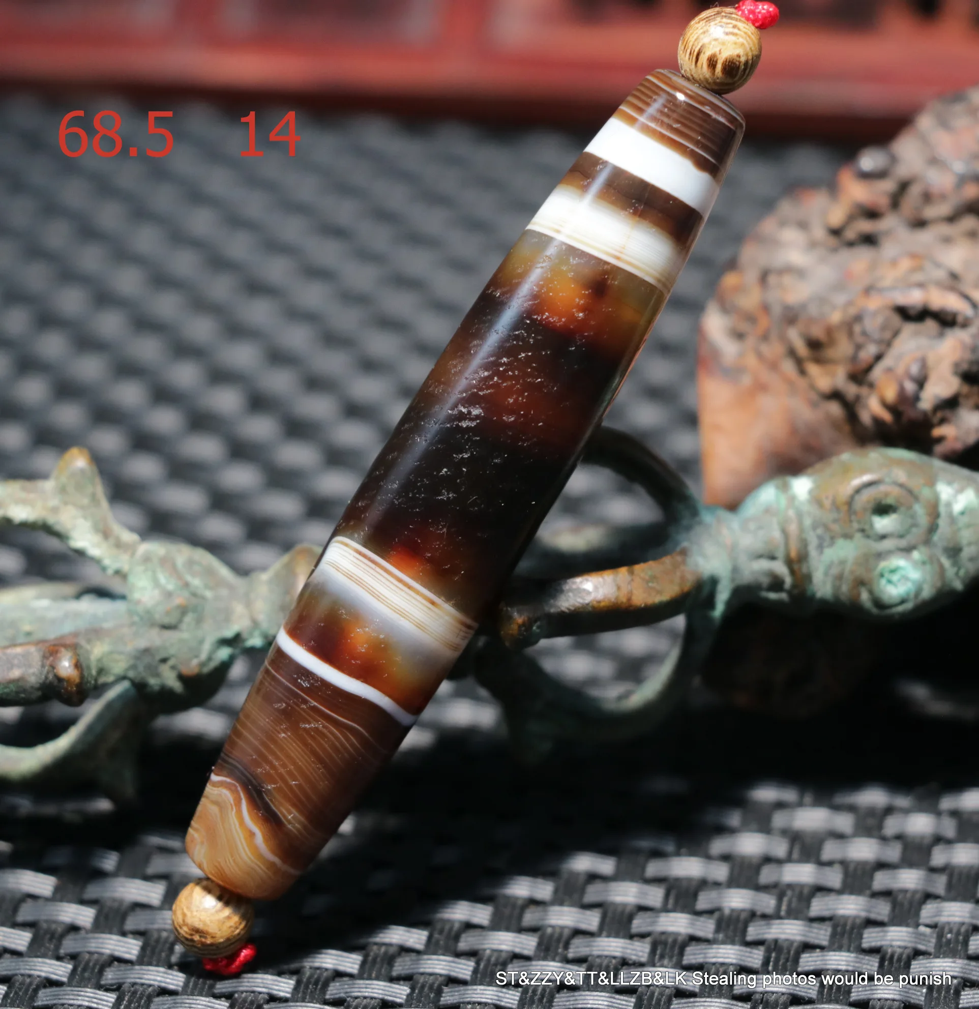 

5A Magic Energy Tibetan Old Oily Agate Natural Silkworm Lines Totem DZi Bead $$$ T Timestown UPD230205a1